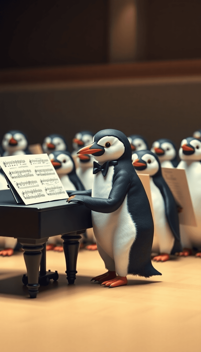AI generated example design based on prompt Penguin Piano Recital - Image 3