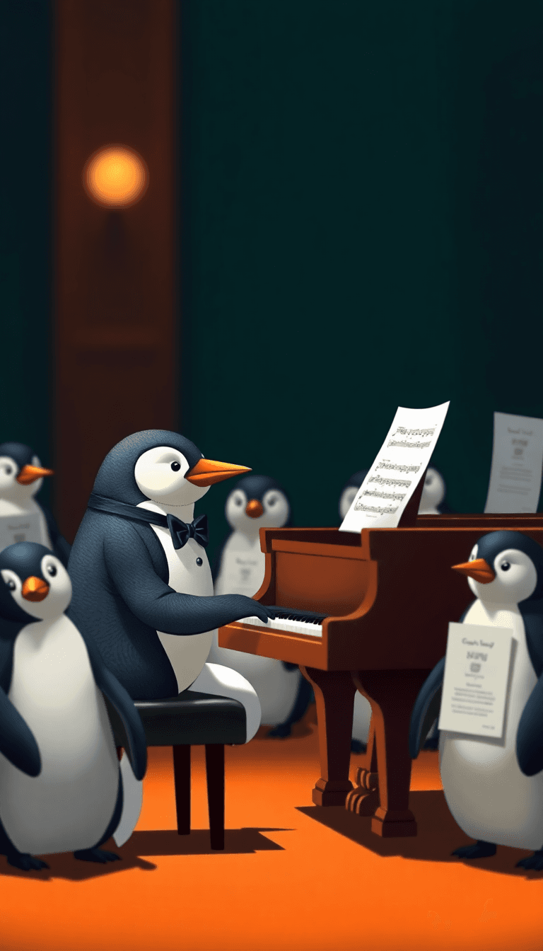 AI generated example design based on prompt Penguin Piano Recital - Image 2